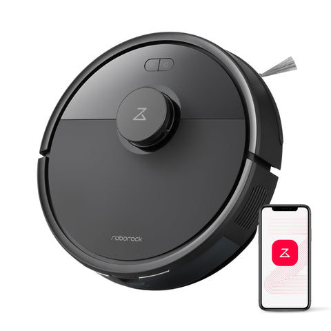 Roborock Q7 L5 front view in black, compact design for easy navigation.