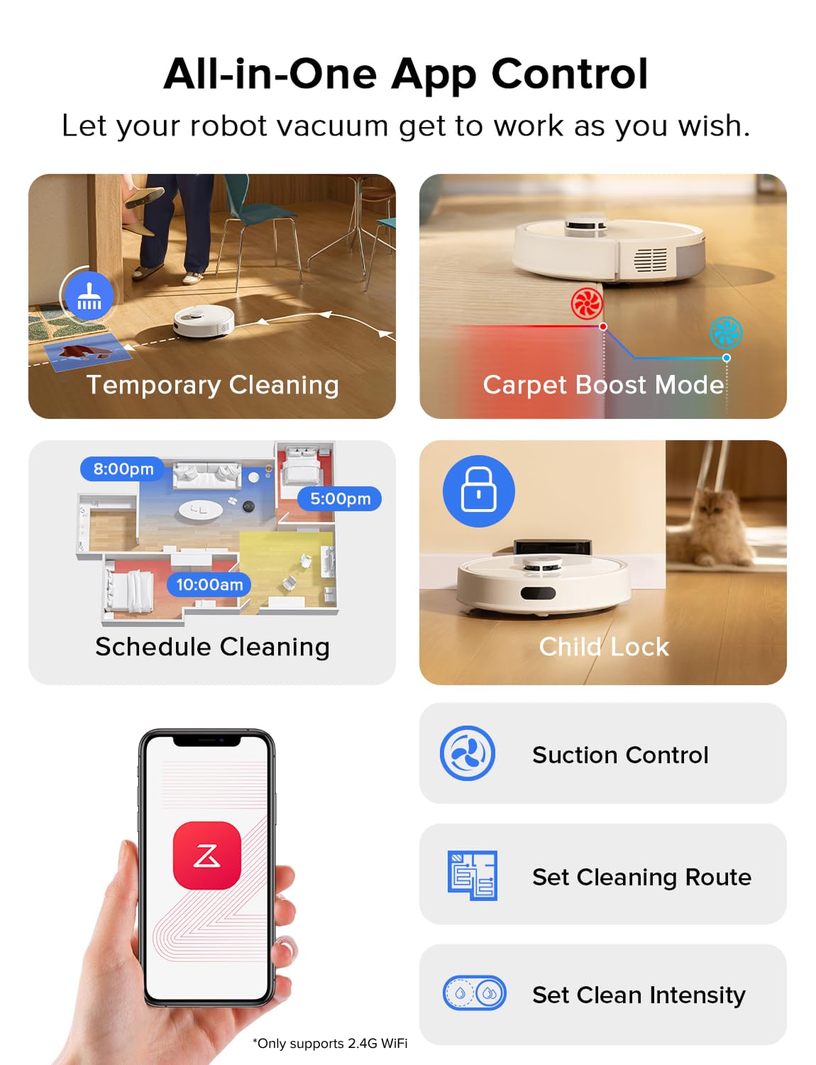 Roborock Q7 L5 supports 2.4 GHz WiFi for reliable control