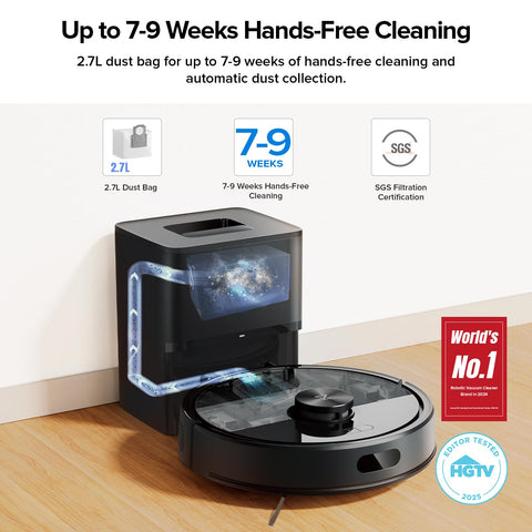 roborock Q7 M5+ suction close-up highlighting 10000Pa power for deep cleaning