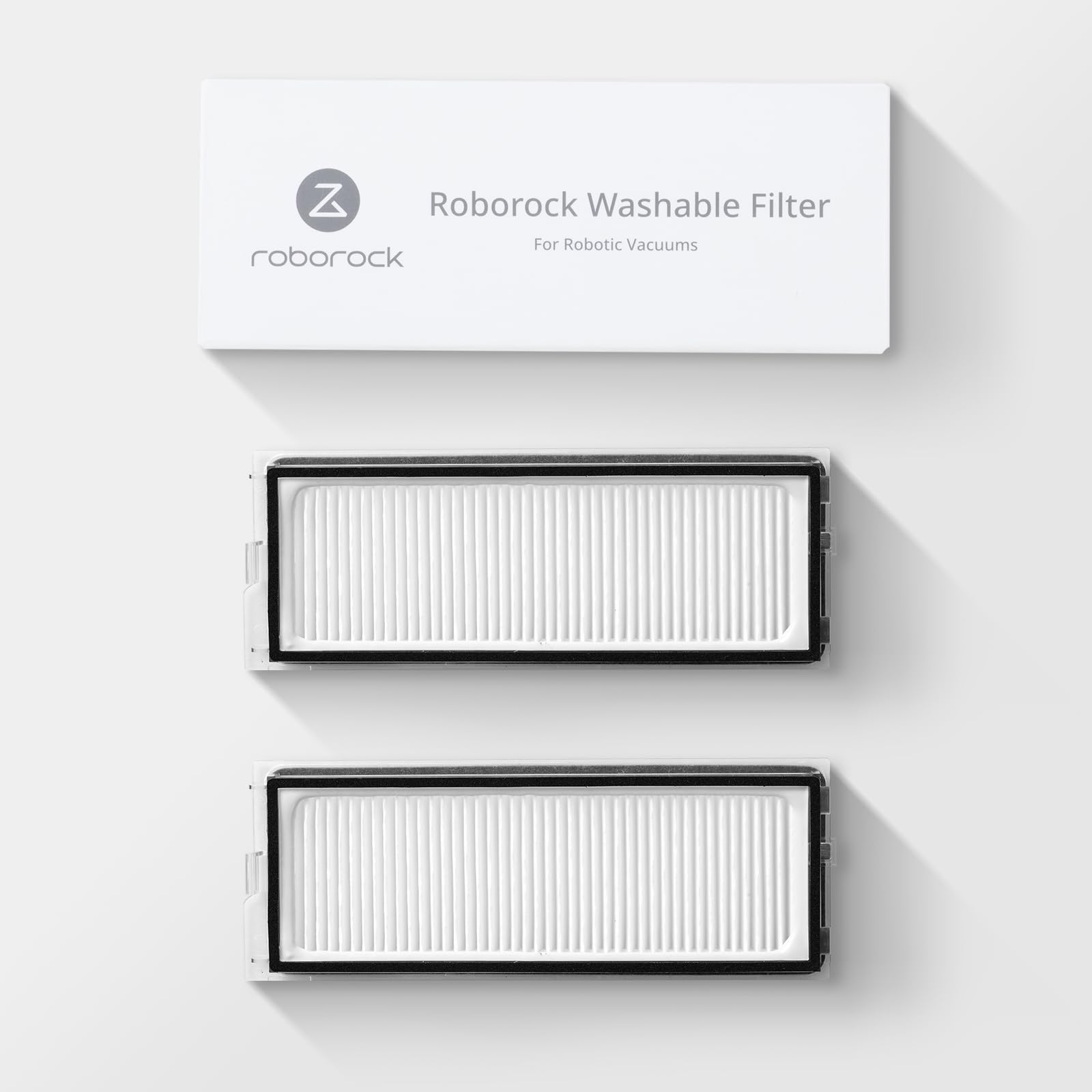 Roborock filter packaging shows two filters inside.