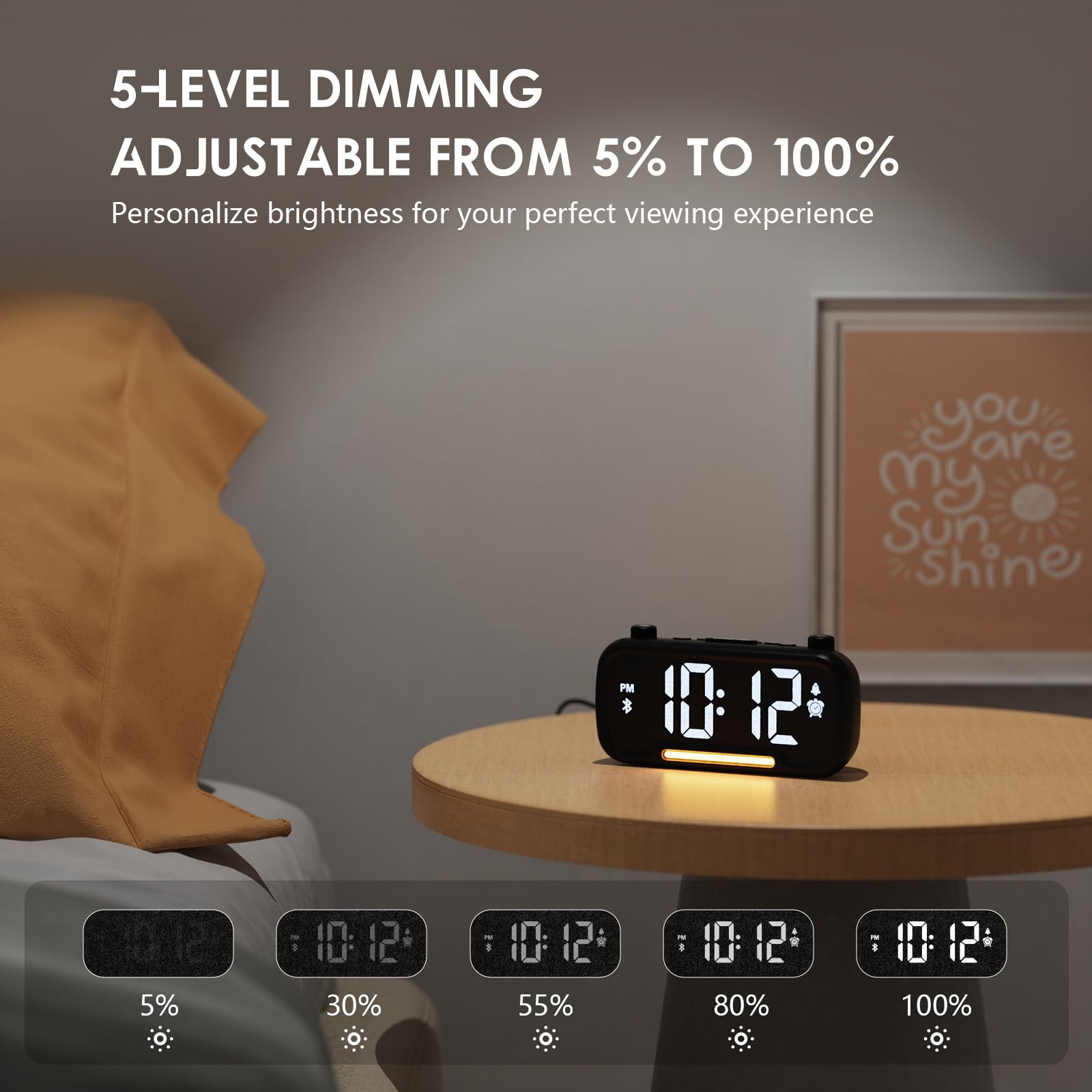 ROCAM alarm clock radio nightlight glow for a gentle night ambience
