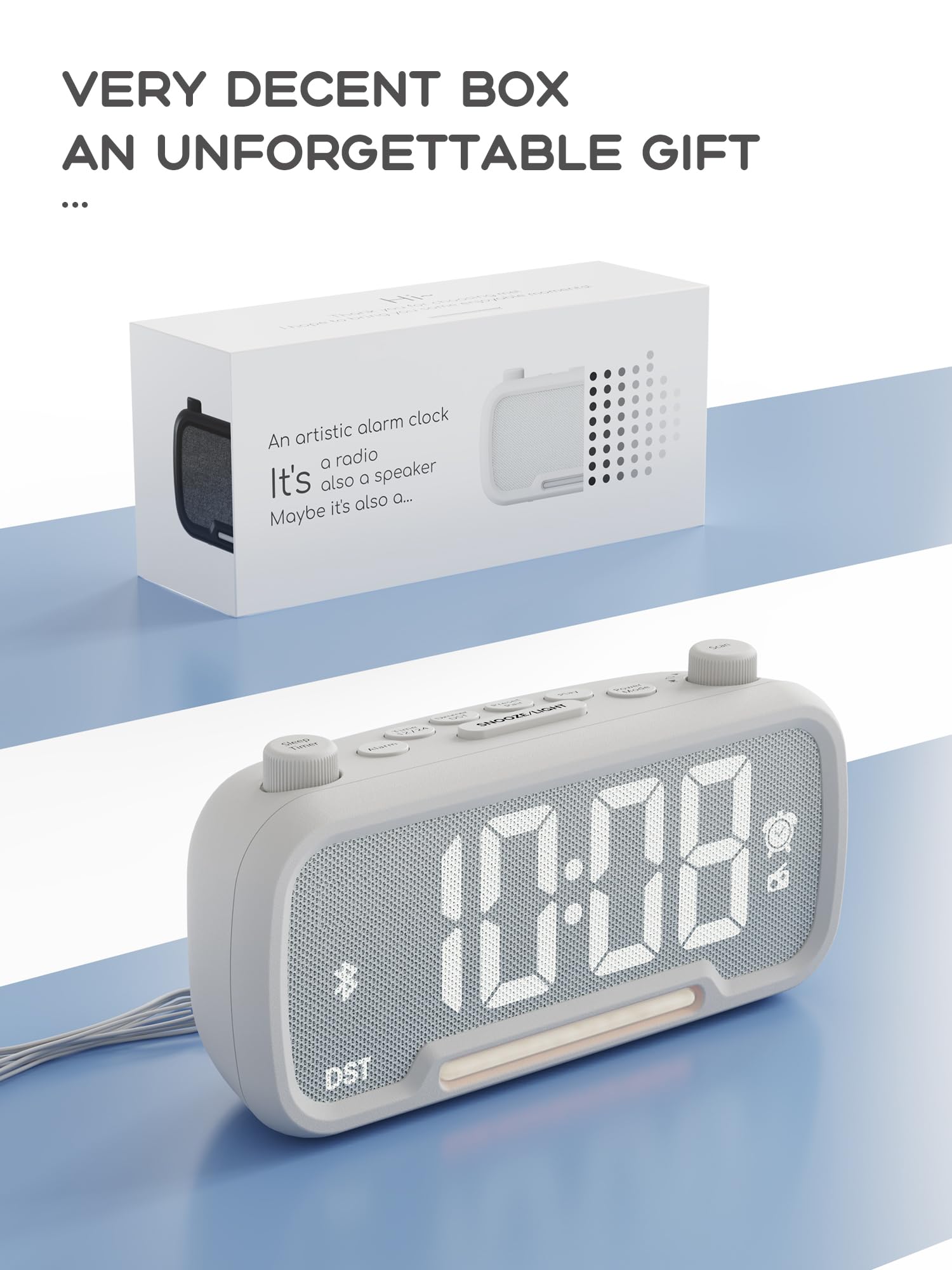 ROCAM Clock Radio bedside setup supports morning routines with easy alarm access.