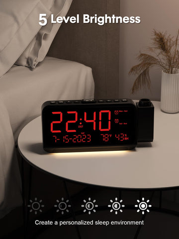 ROCAM projection clock USB-C charging port for convenient device charging