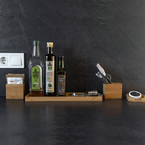 ROCDEER bamboo vanity tray three-divided tray for small items