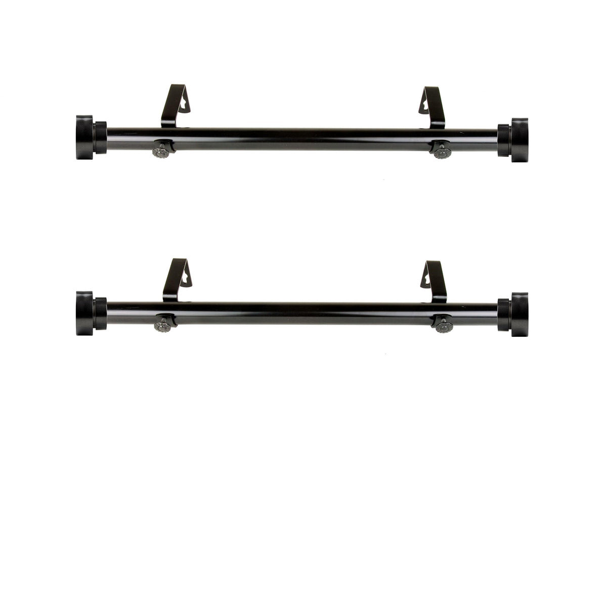 Rod Desyne 1-inch side curtain rod, black, adjustable 12-20 inches.