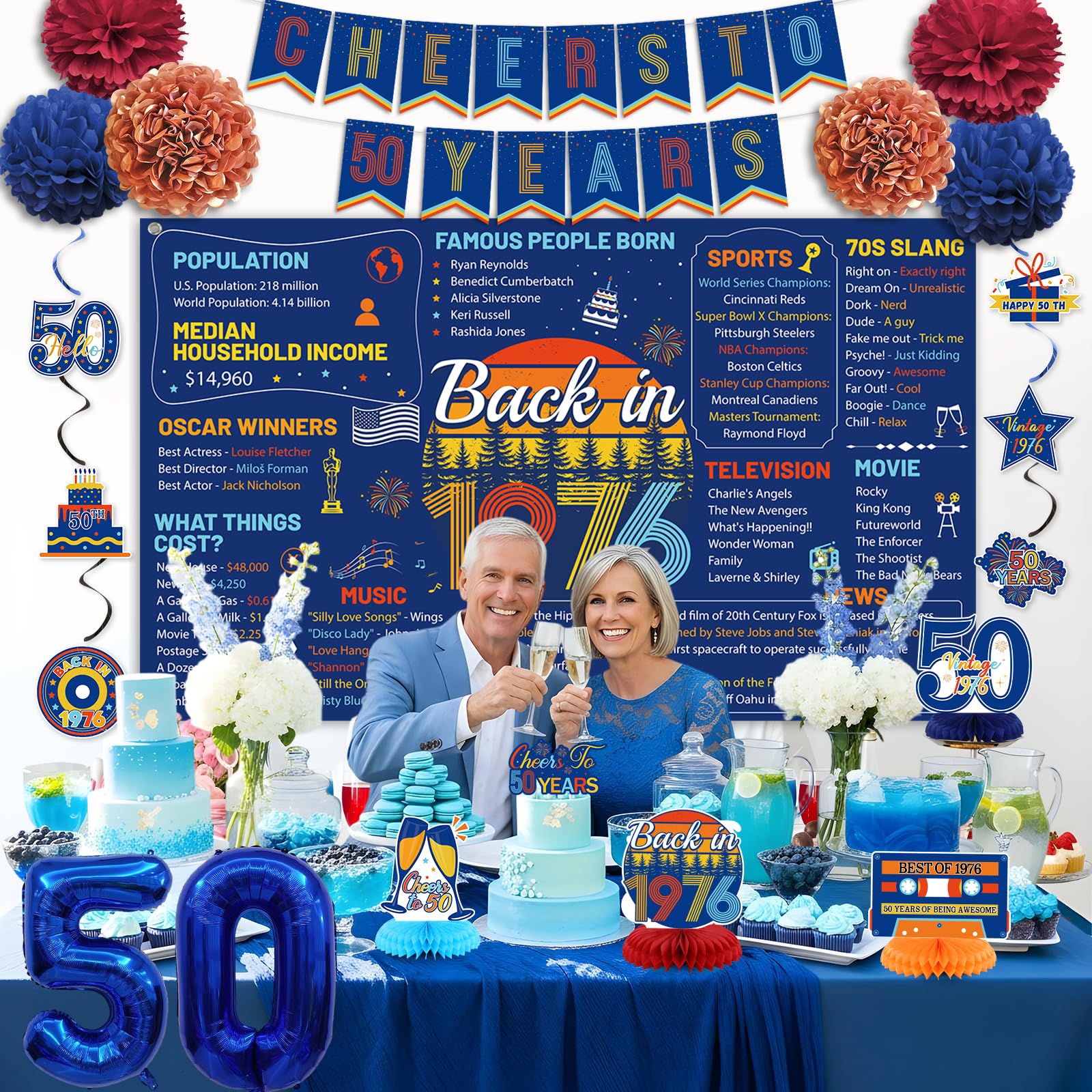 Roetyce 50th birthday cake topper adds a focal point to dessert table