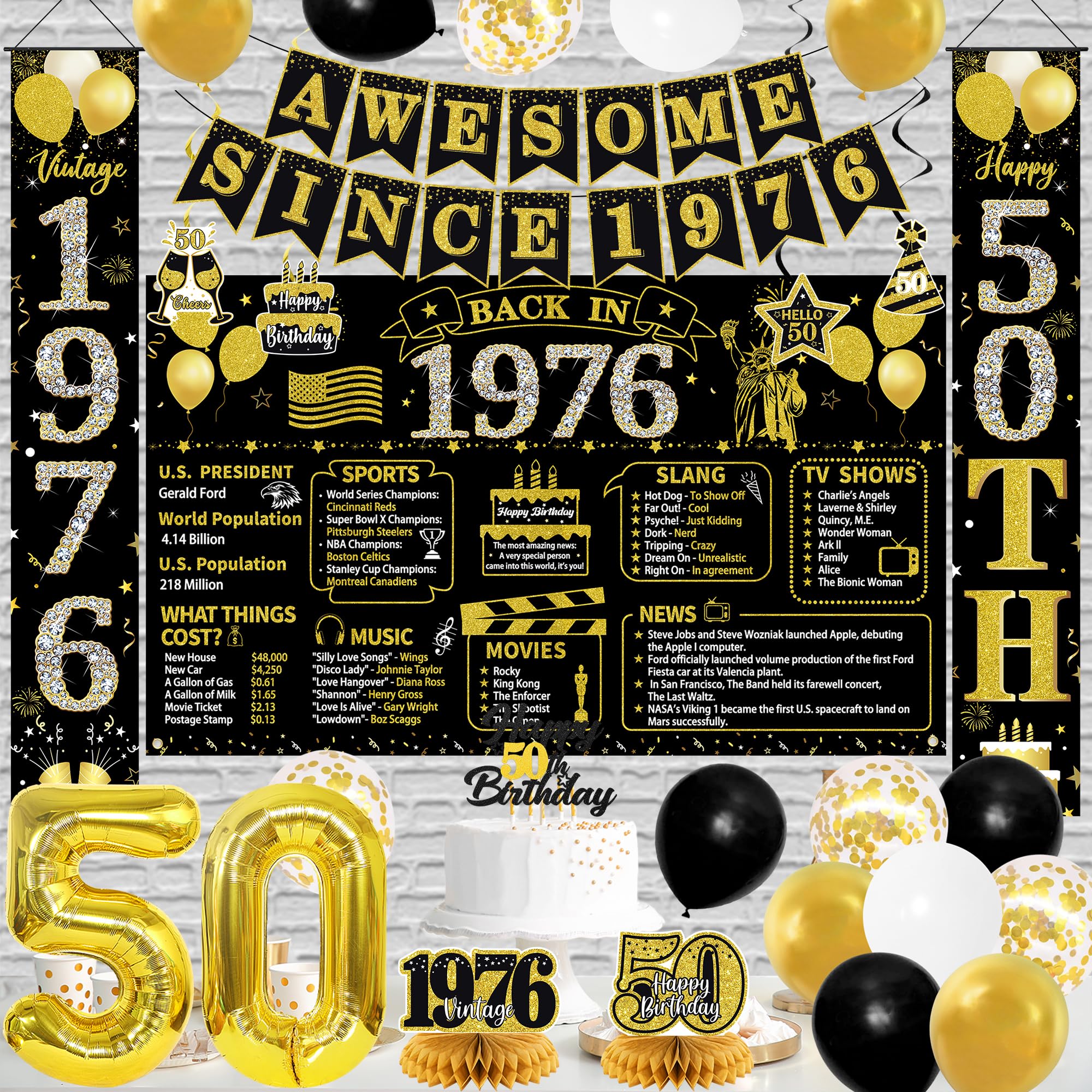 Roetyce 50th birthday centerpiece brightens table decor.