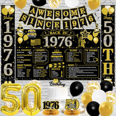 Roetyce 50th birthday centerpiece brightens table decor.