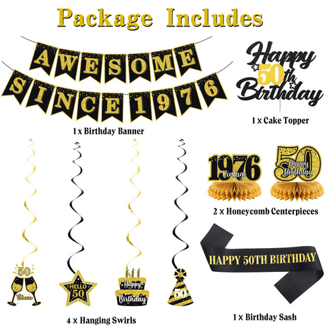 Roetyce awesome since 1976 banner adds festive flair for guests.
