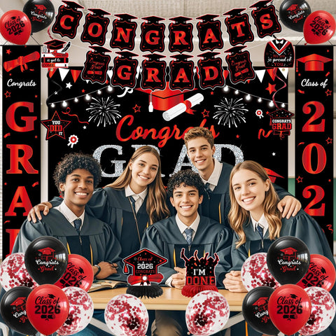 Roetyce latex balloons in red and black enhance the celebratory scene