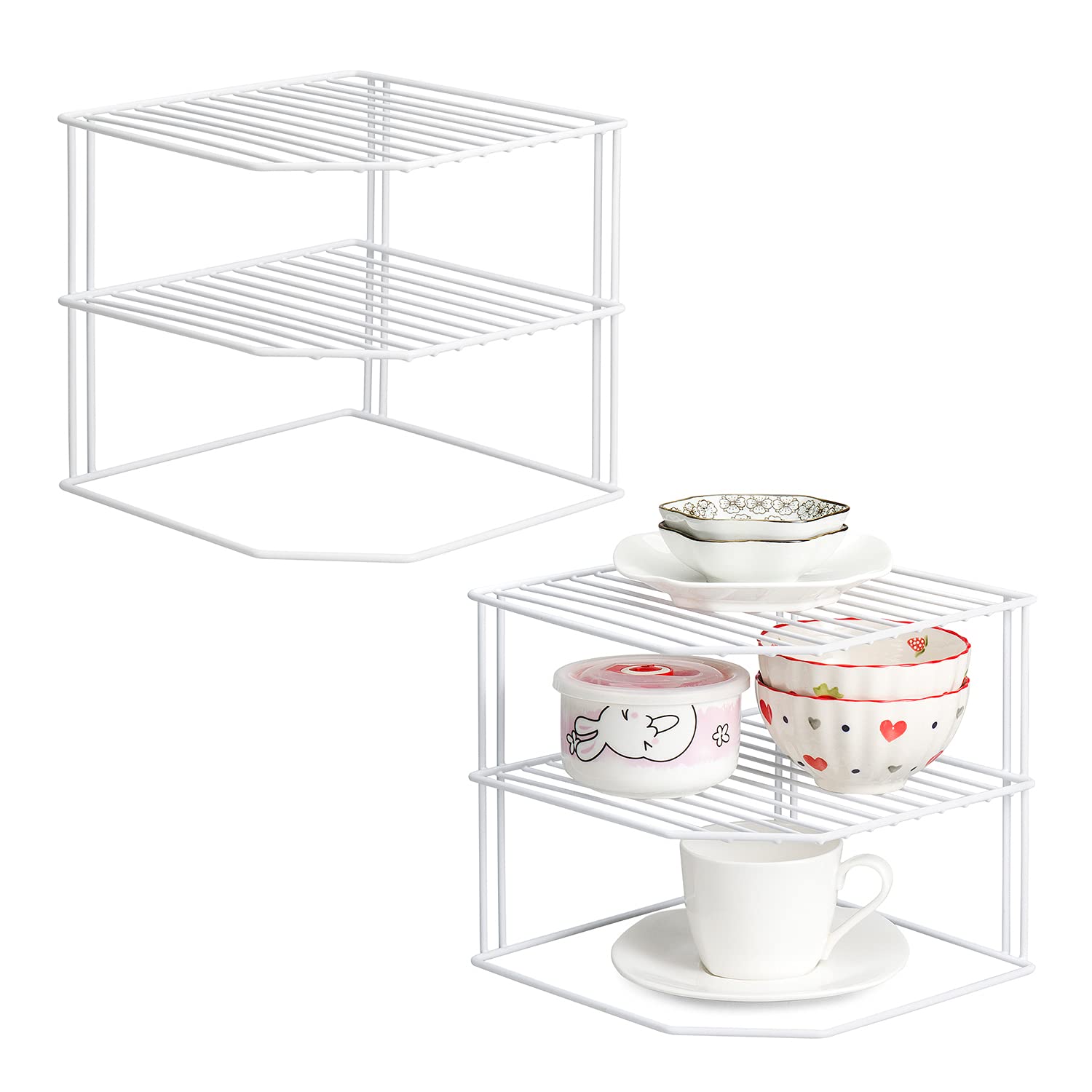 ROFAY corner shelf organiser 3-tier white pack 2 for space-saving kitchen storage.