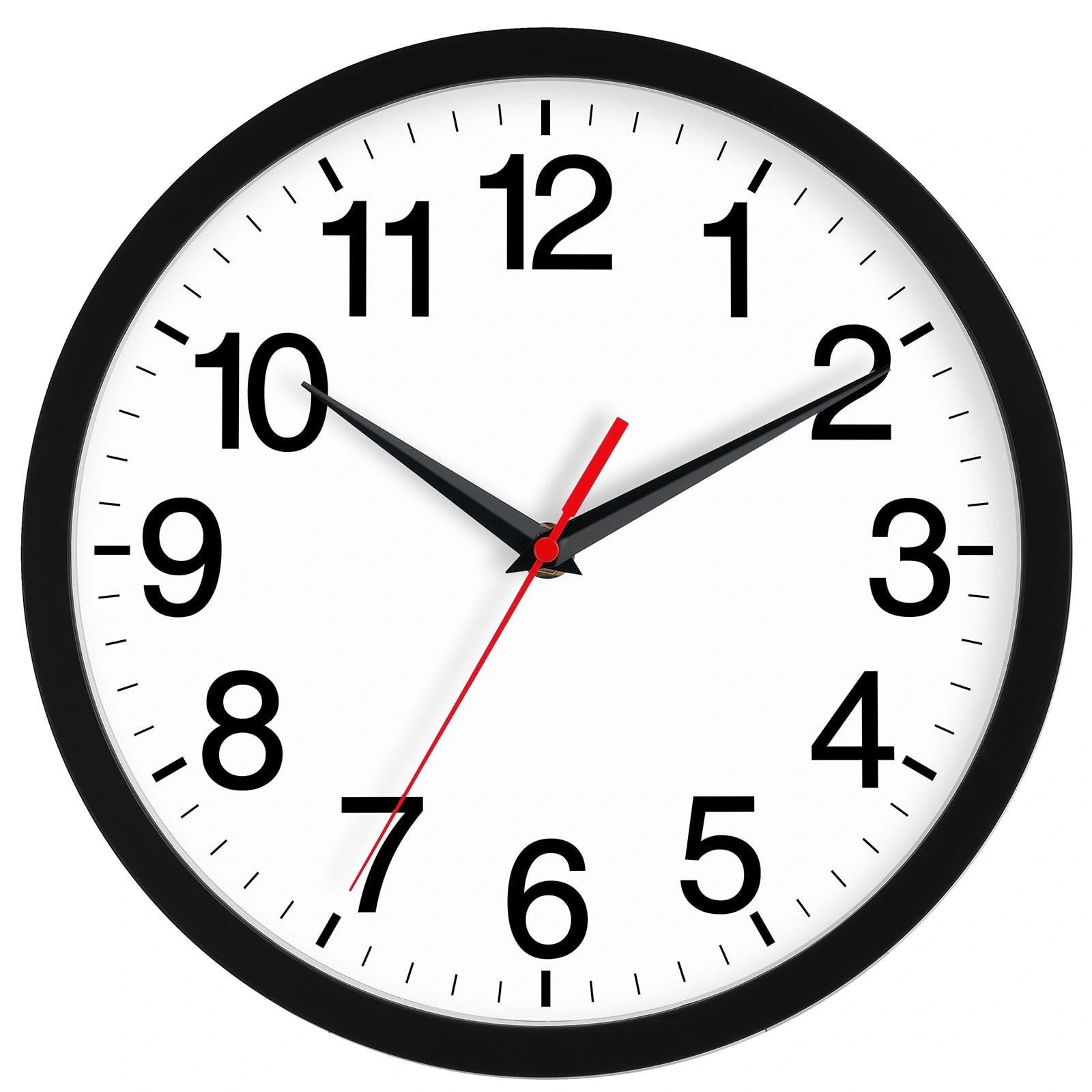 Rohioue 14-inch wall clock front view with bold numerals for easy reading.
