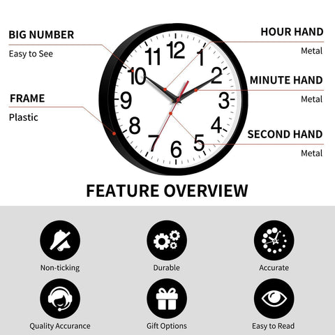 Rohioue clock in bedroom provides easy time reading.