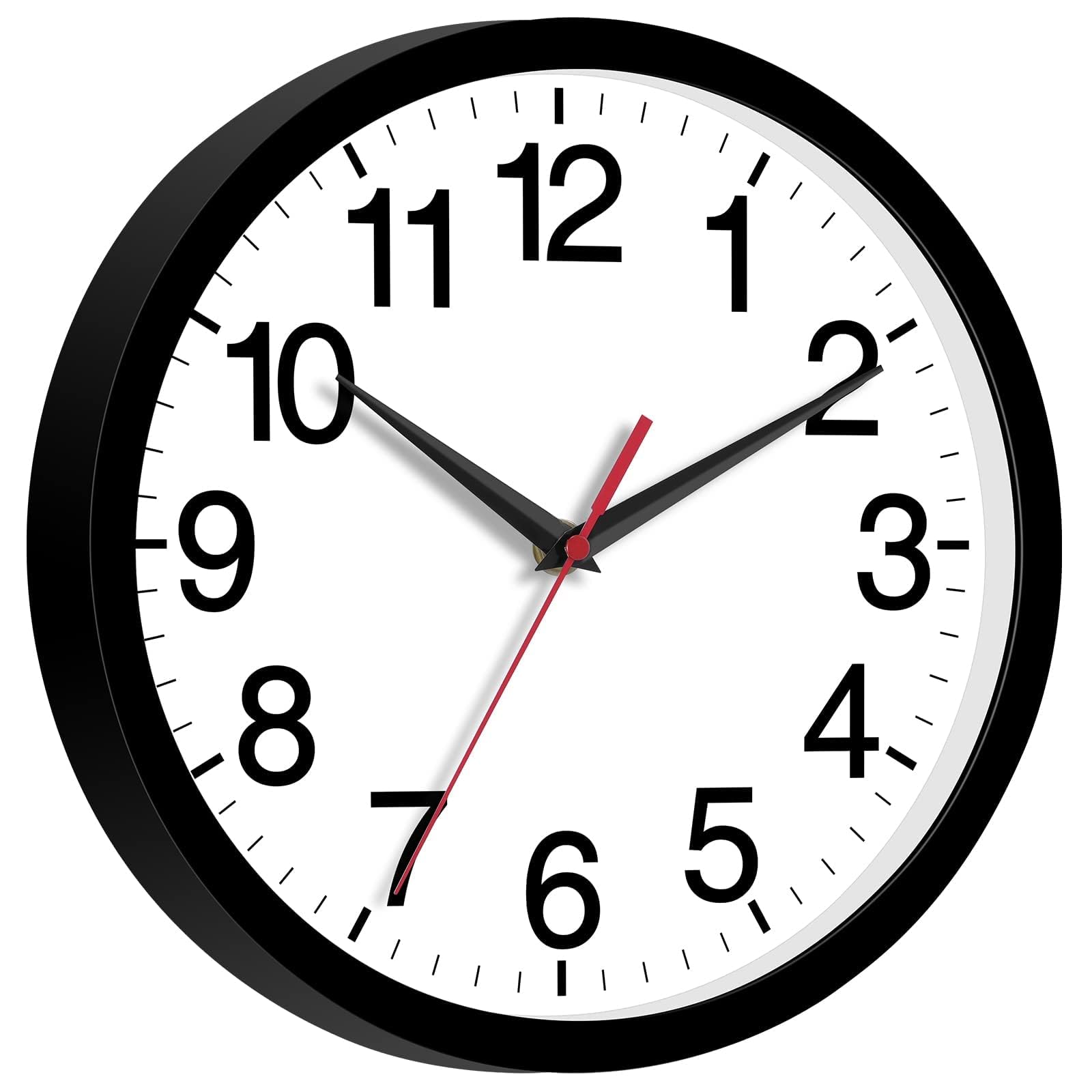 Rohioue 14-inch wall clock side view shows slim profile.