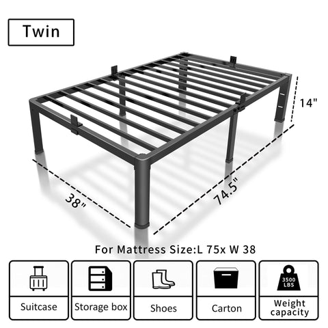 ROIL twin platform bed with 12.4-inch underneath storage keeps clutter hidden