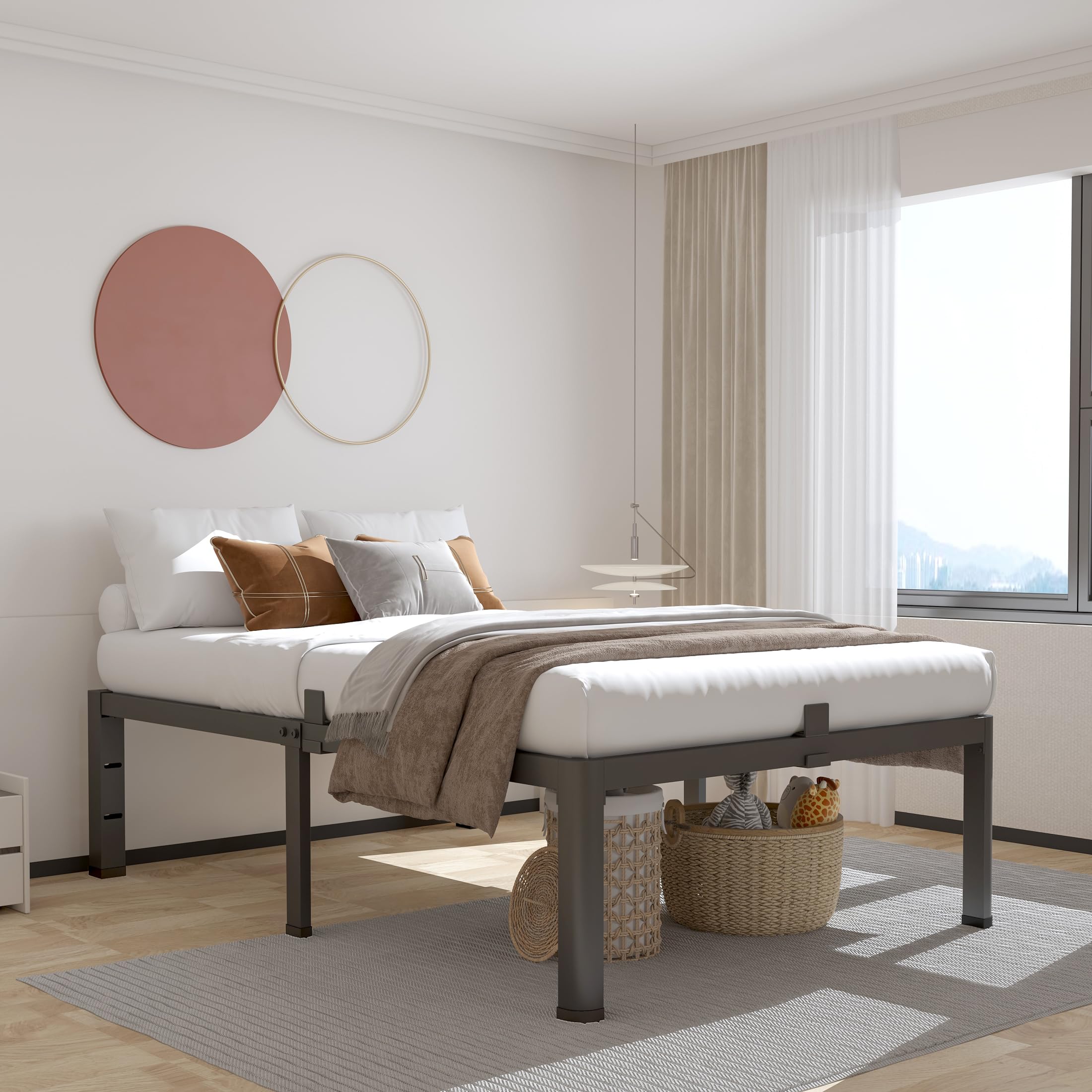 ROIL twin bed frame with noise-free middle bracket enhances peaceful nights