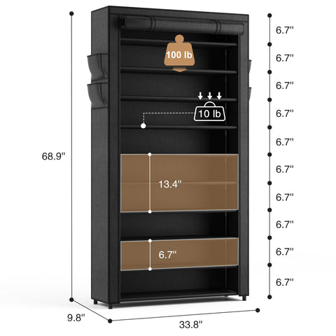 ROJASOP tall profile demonstrates space efficient storage for shoes.