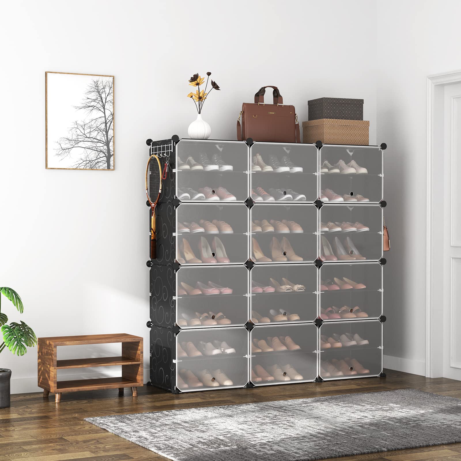 ROJASOP 48-pair capacity with removable partitions accommodates boots and sneakers alike.