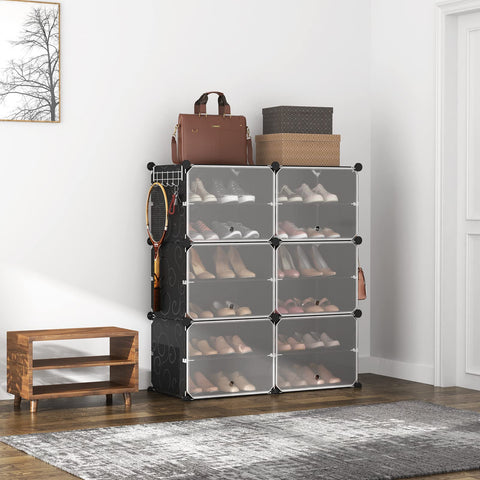 ROJASOP 6-tier shoe rack side view highlights slim profile fit in rooms.