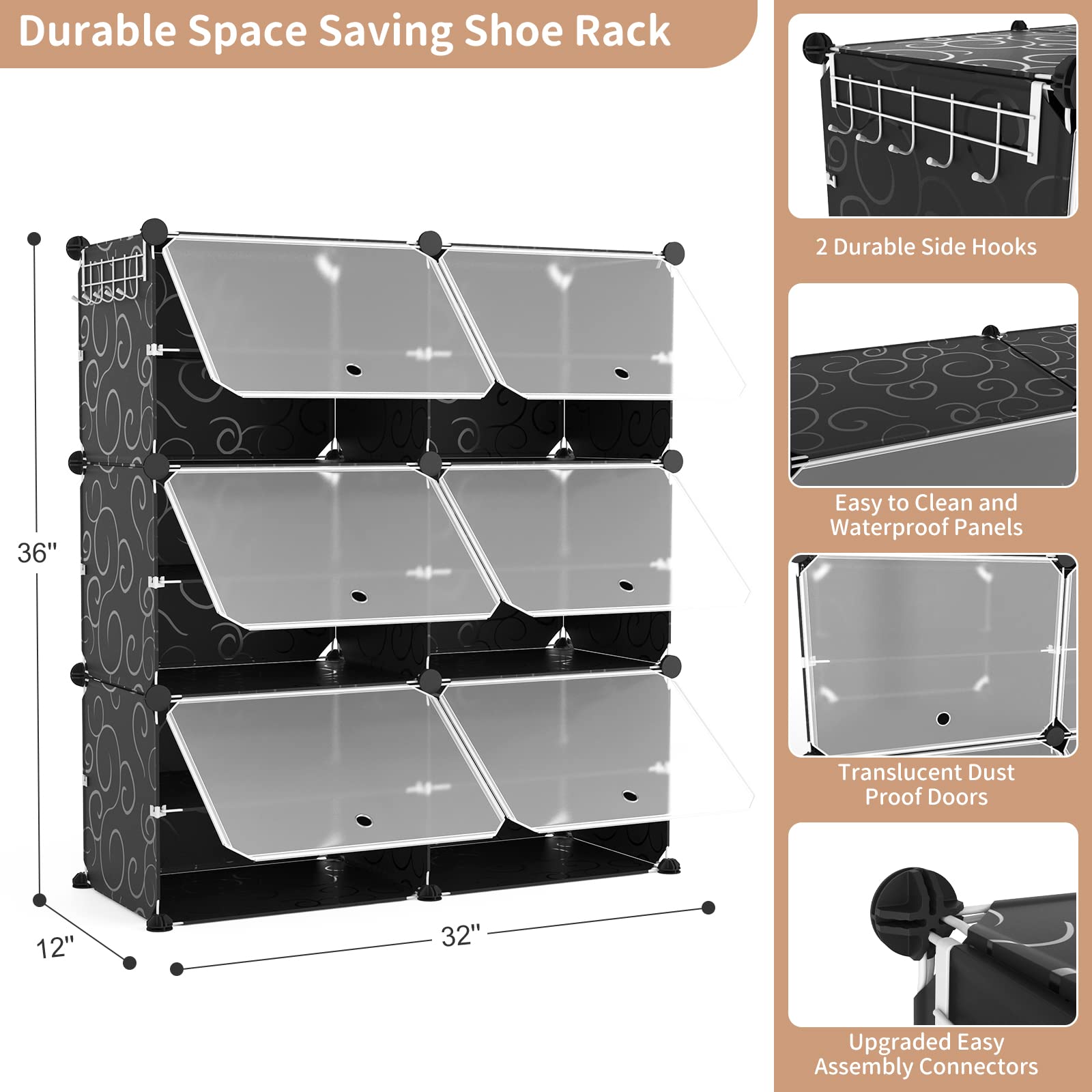 ROJASOP rack with umbrella hook keeps entry organized.