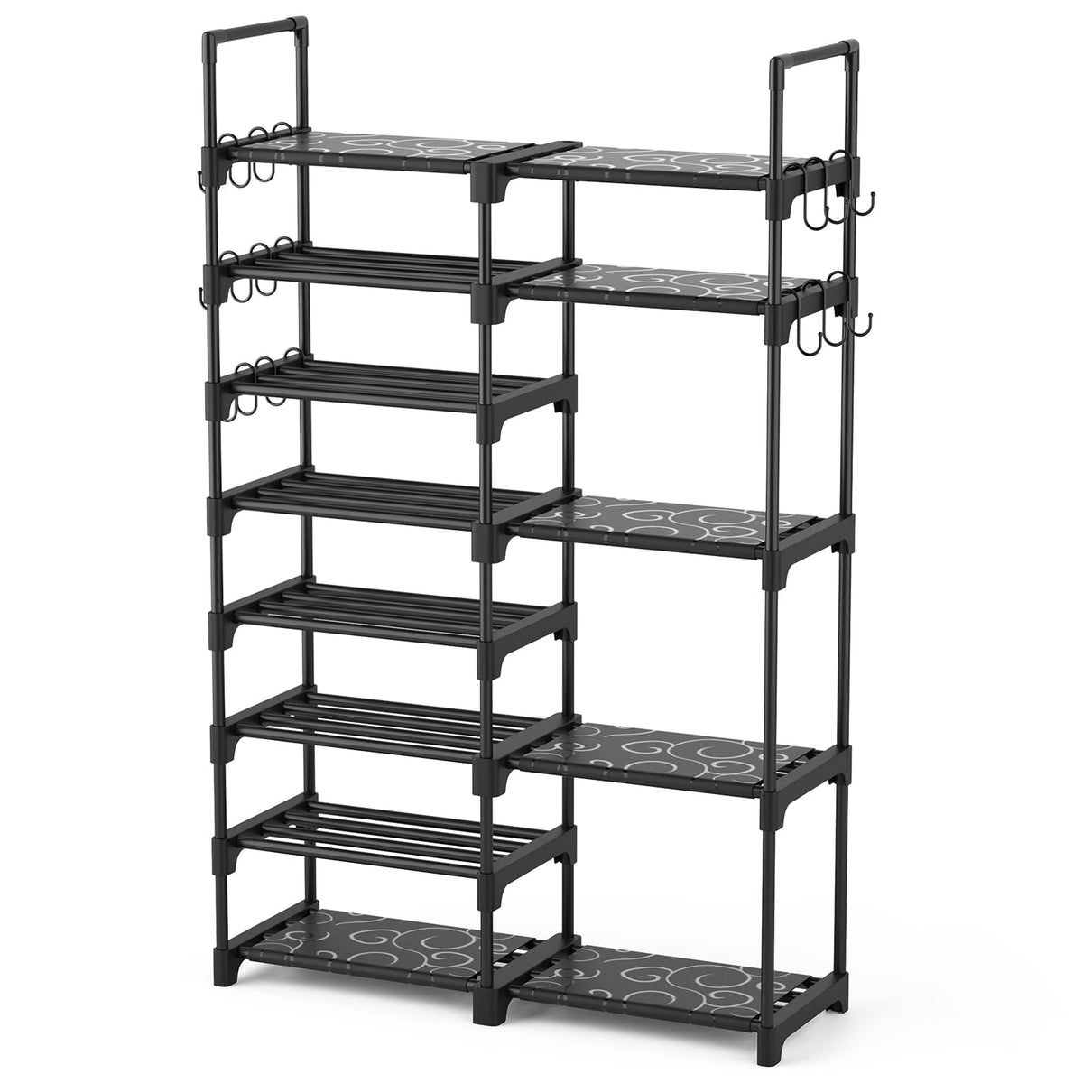 ROJASOP 8-tier shoe rack front view for organized closet storage