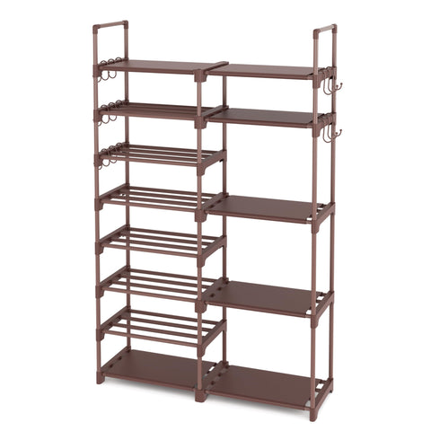 ROJASOP 8-tier shoe rack front view showing space for 26–32 pairs