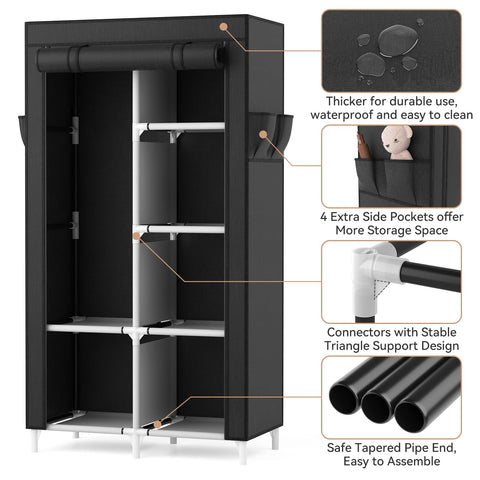 ROJASOP wardrobe with shelves and pockets for bags and accessories