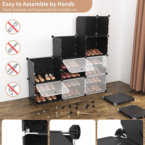 ROJASOP shoe rack with door design promotes airflow and odor control.