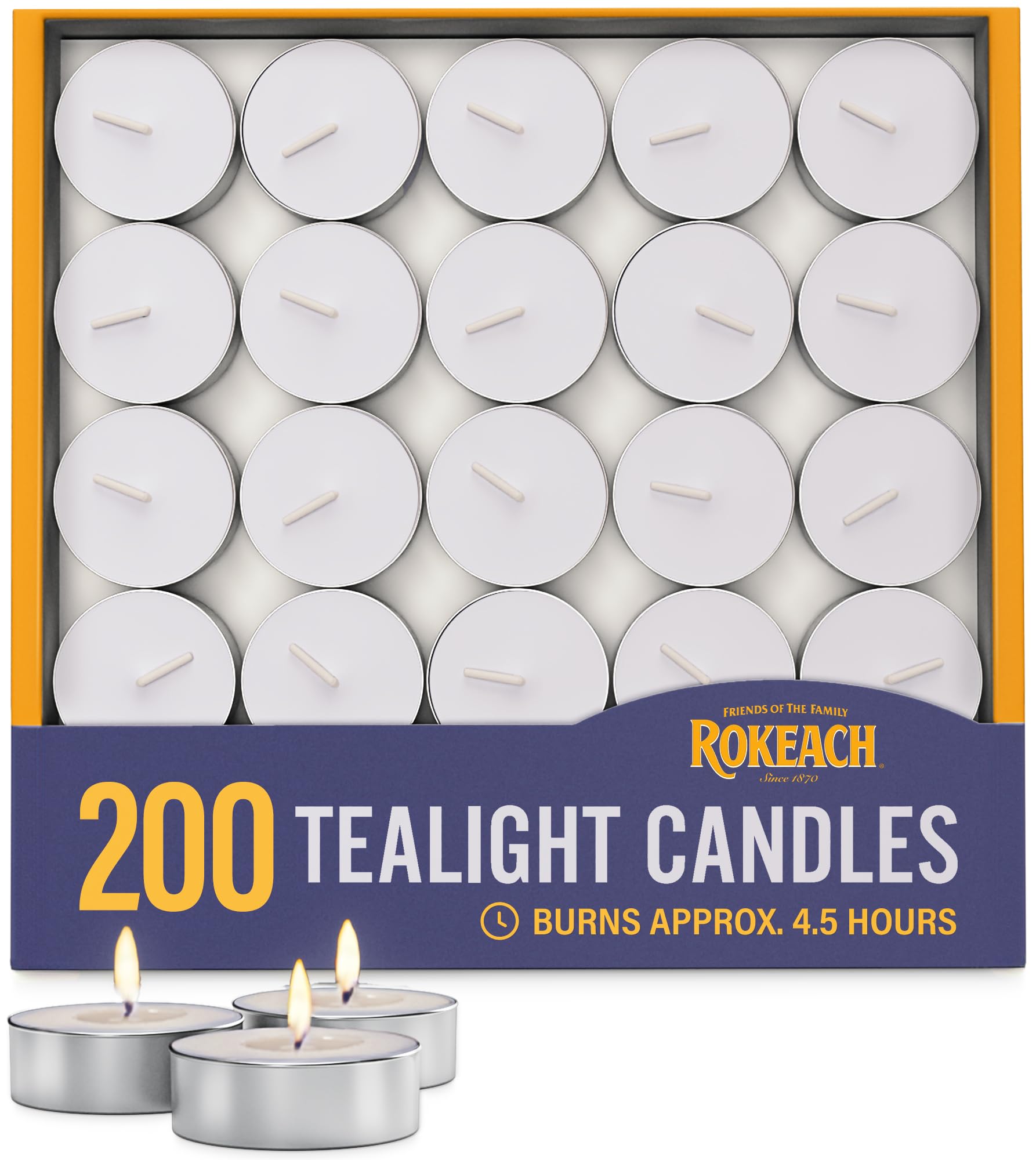 Rokeach tea lights bulk-200-count for weddings and events with a clean glow