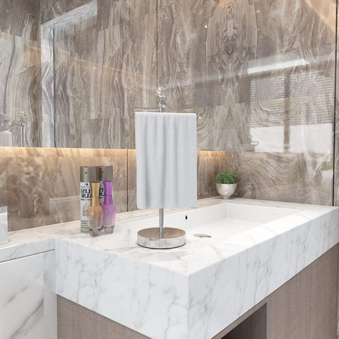 ROLABAM compact space-saving towel stand fits small bathrooms and vanities.
