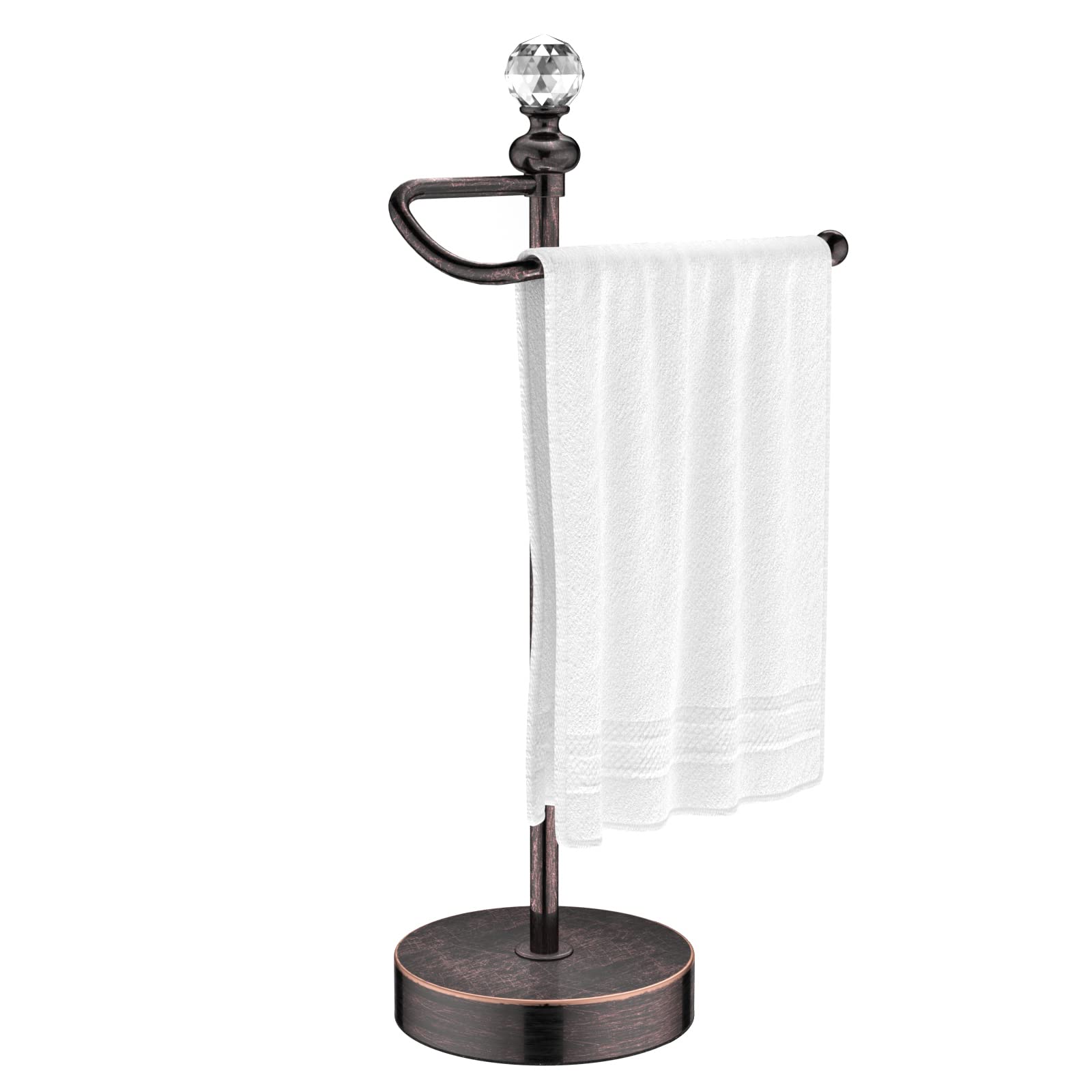 ROLABAM heavy weighted towel holder with crystal ball top for elegant bathroom storage