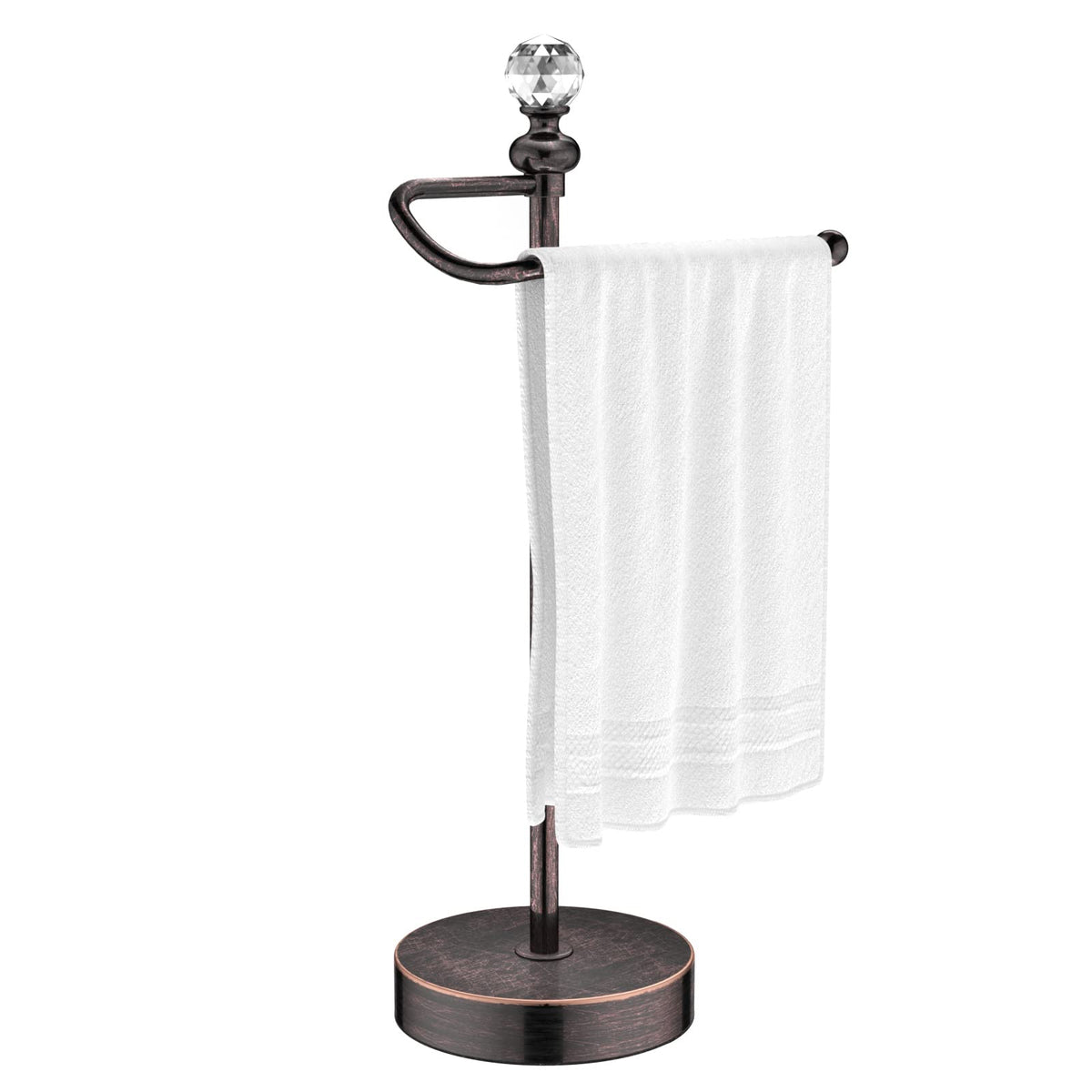 ROLABAM heavy weighted towel holder with crystal ball top for elegant bathroom storage