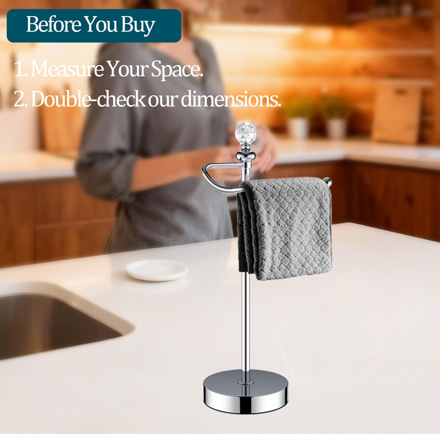 ROLABAM polished chrome towel stand showing elegant shine and easy towel access.