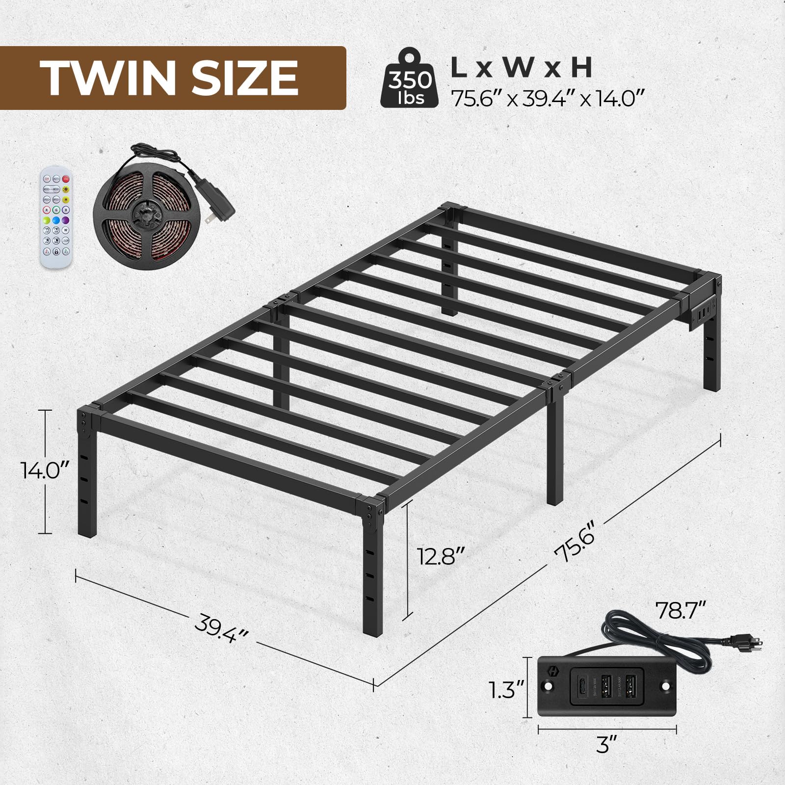 Rolanstar bed frame with quick assembly using numbered parts.