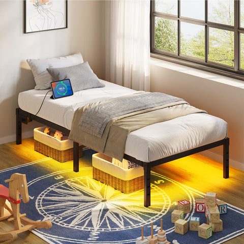 Rolanstar bed frame LED lighting with 20 colors for mood-enhancing ambience.