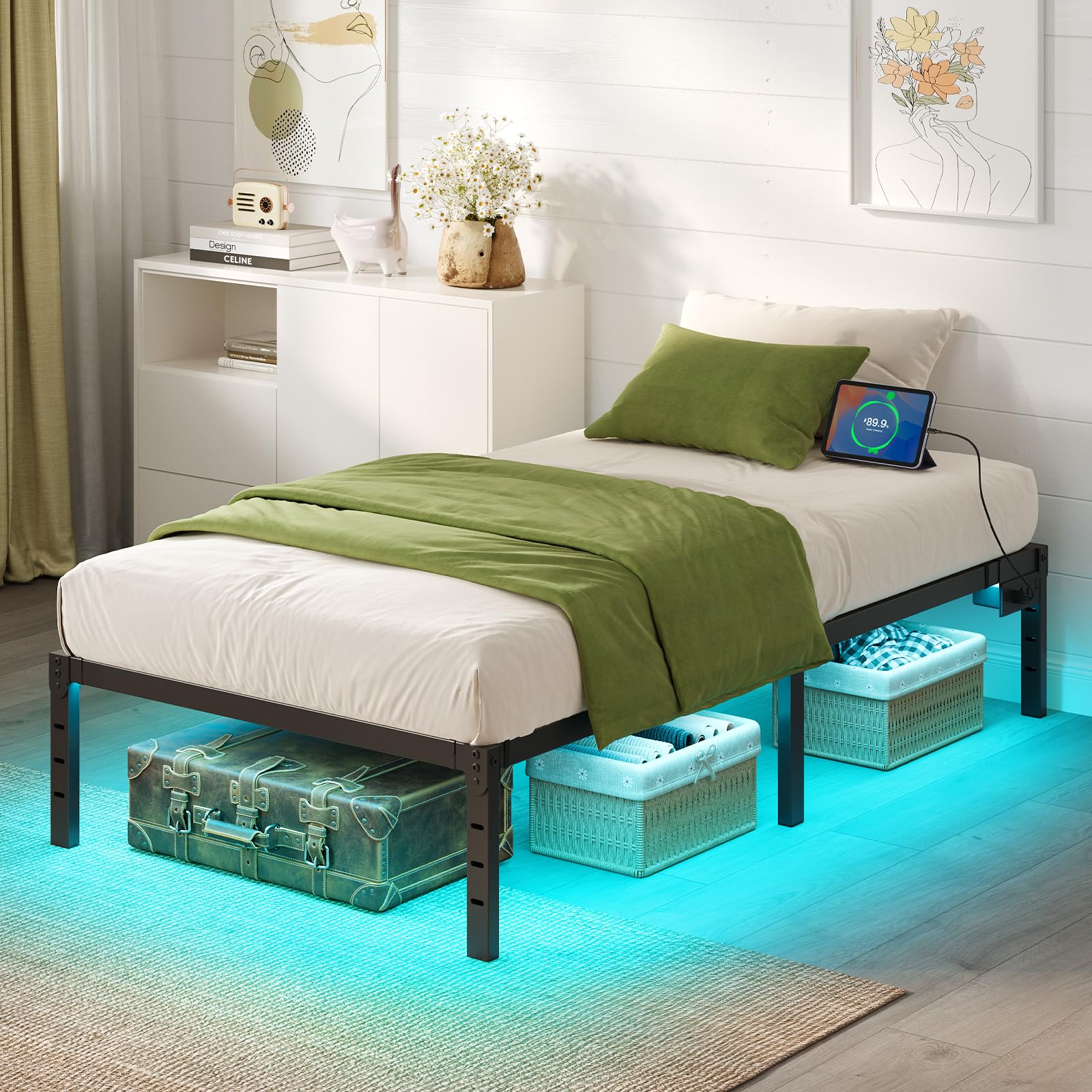 Rolanstar bed frame features a noise-free design for peaceful sleep.