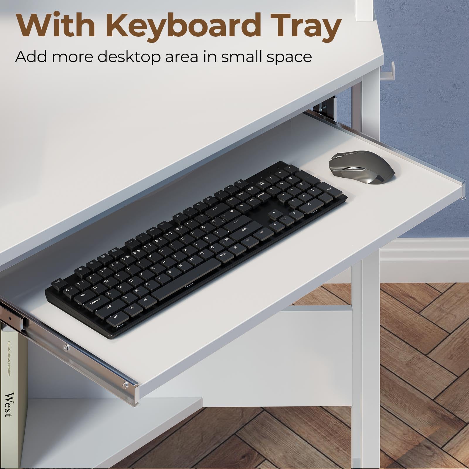 Rolanstar corner desk in small-space setup fits tight living rooms and bedrooms.