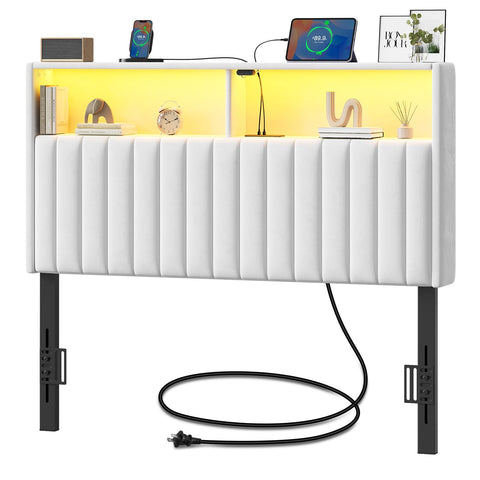 Rolanstar headboard twin storage LED: convenient bedside organization while you unwind.