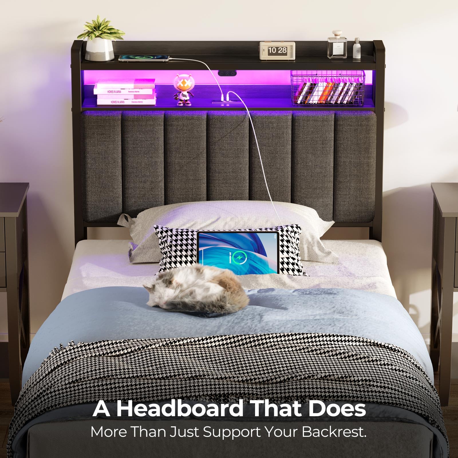 Rolanstar height-adjustable backrest fits various bed frames