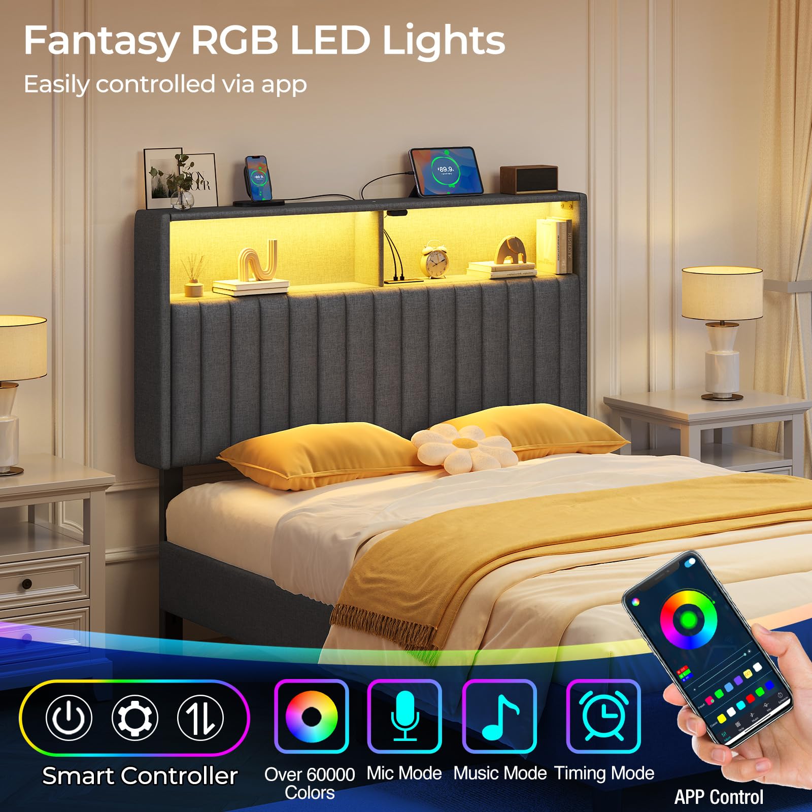 Rolanstar LED colors app control for mood lighting customization.
