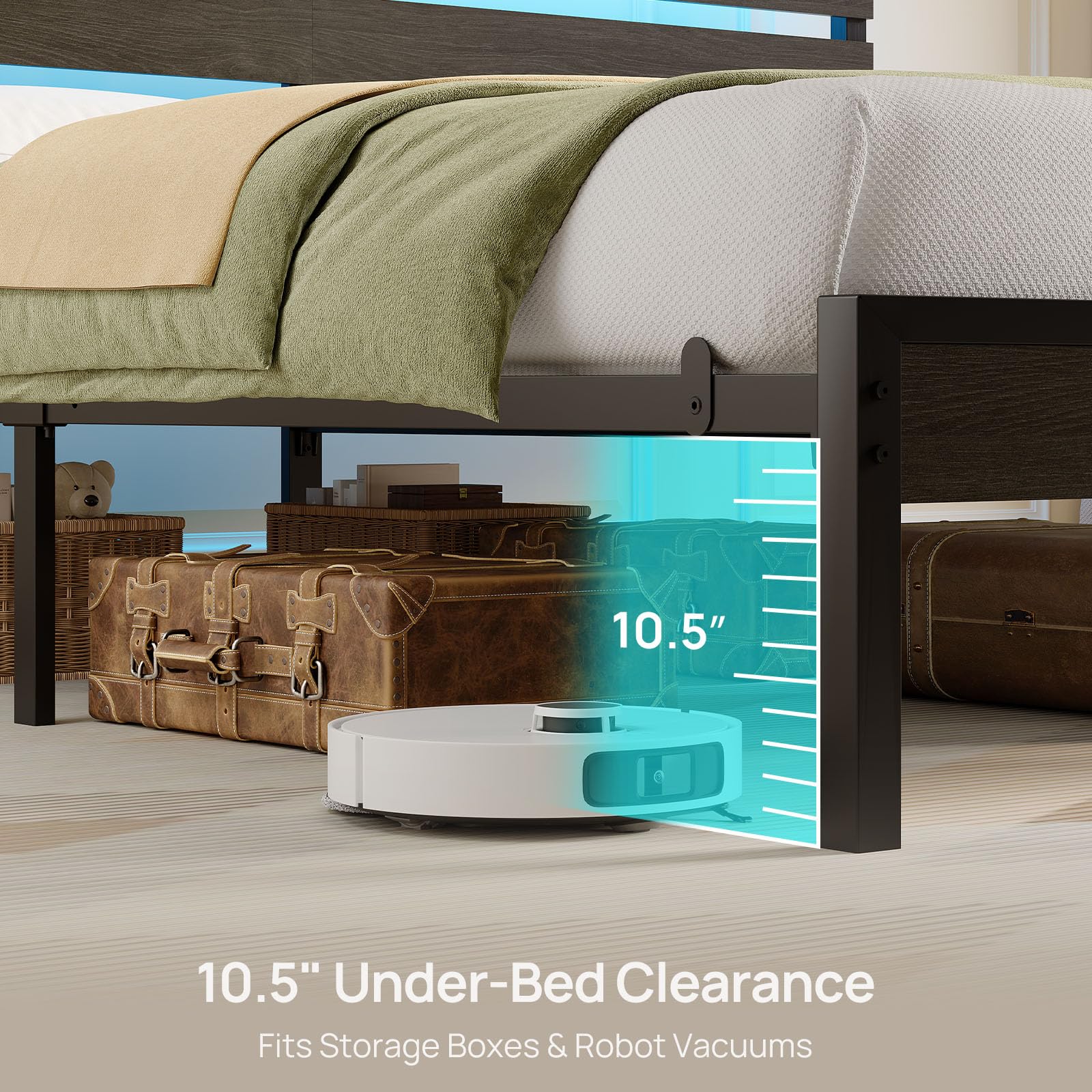 Rolanstar under-bed storage area providing 10.5 inches of organized space.