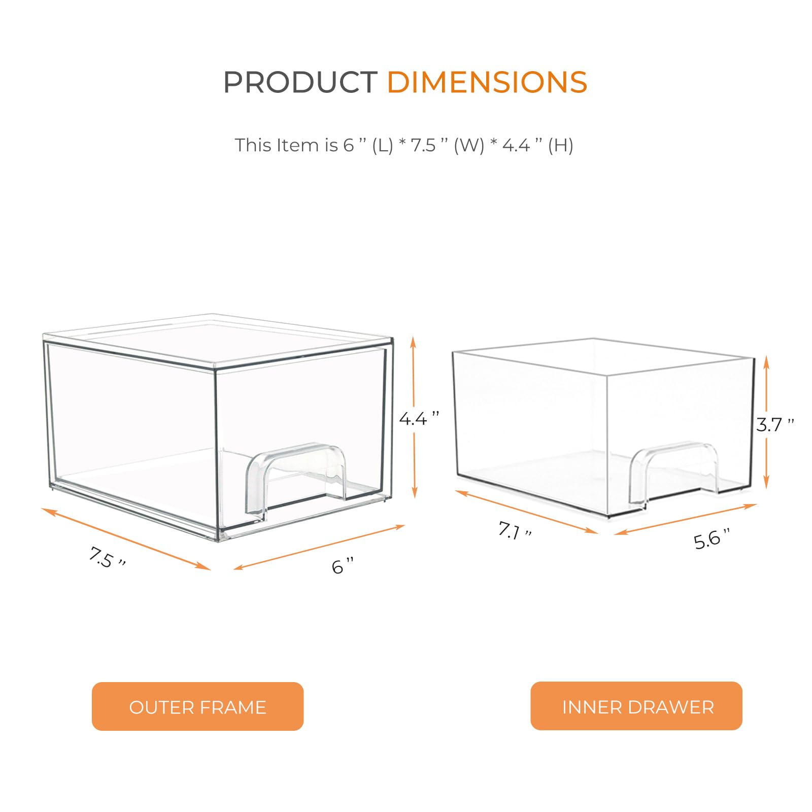 Rolheit clear drawers in a kitchen corner showing sturdy clear PET material.