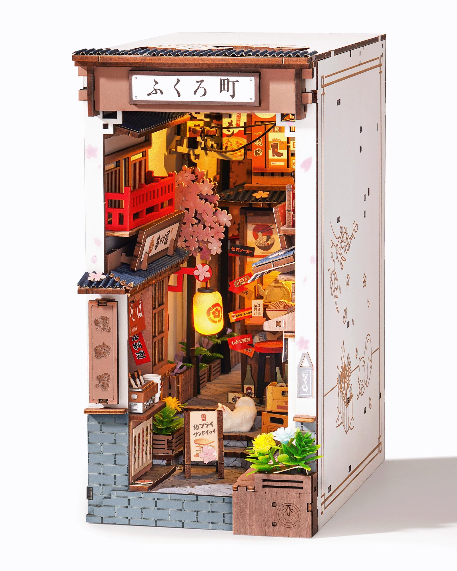 Rolife Book Nook Kit Sakura Wine Alley packaging and contents for DIY inspiration