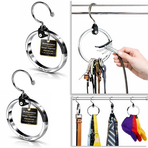Rolly Hanger 360-degree swivel keeps belts and hats neatly accessible.