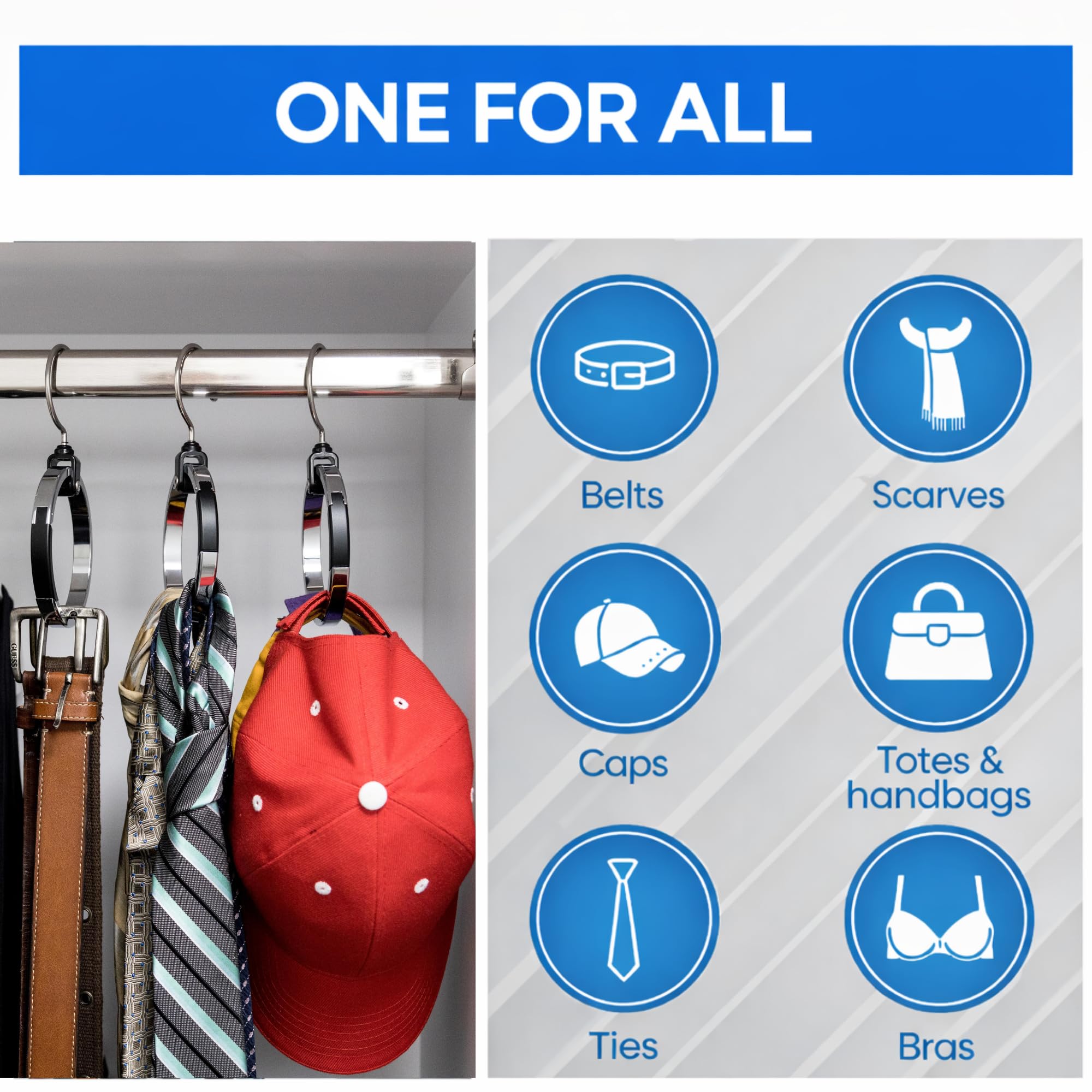 Rolly Hanger vertical closet organization saves space and improves accessibility.