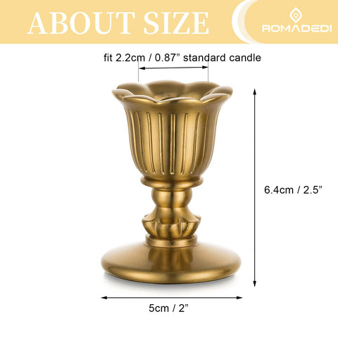 Romadedi 2.5-inch tall candlestick close-up reveals vintage floral details.