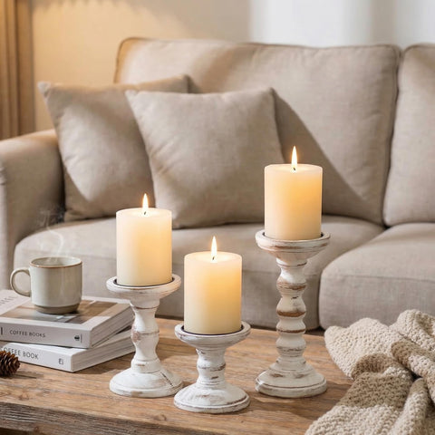 Romadedi fireplace mantel decor with candle holders enhances cozy living room