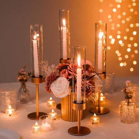 Romadedi gold candle holders for Christmas and holiday decor, timeless elegance.