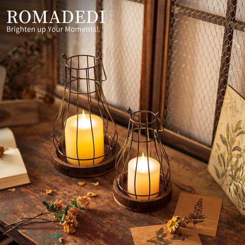 Romadedi small-lantern displayed with the larger lantern for versatile decor on a shelf.