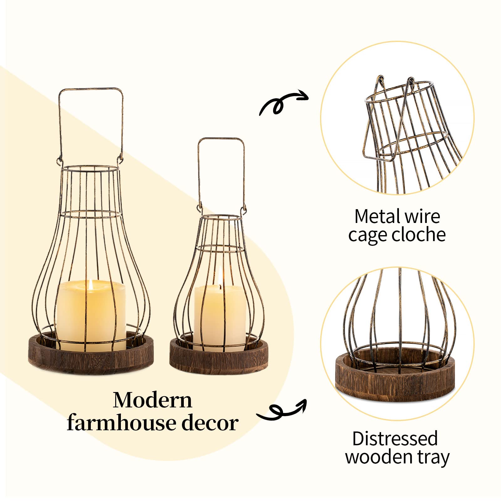 Romadedi tray-display pairing with two lanterns enhances table styling.